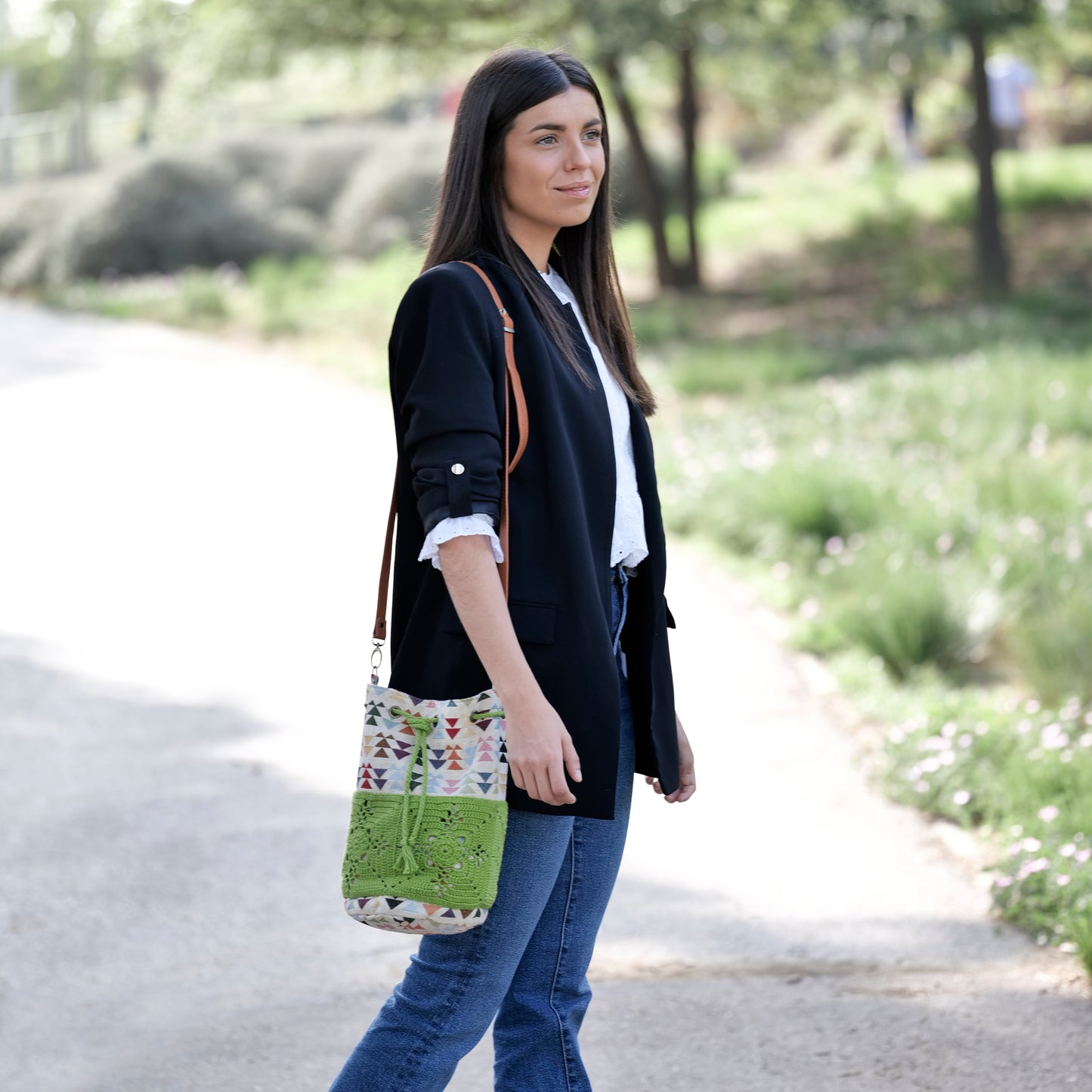 Bolso de Crochet y Tejido Jacquard HIEDRA