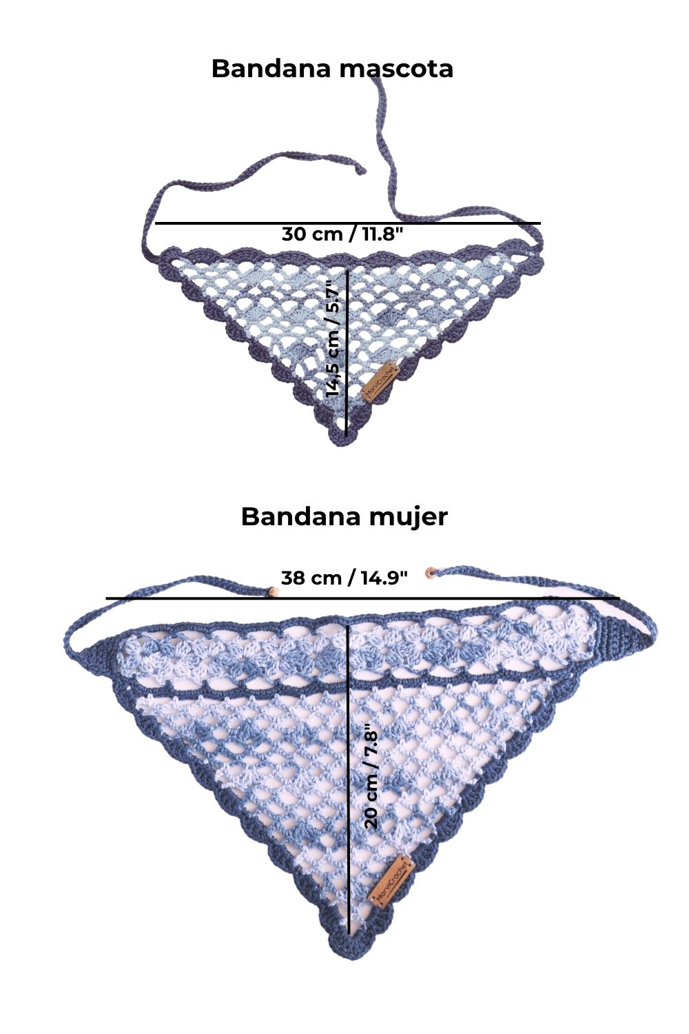 Bandana de crochet ZAFIRA - Pack coodinado