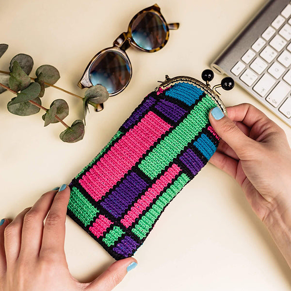 Funda de gafas crochet TETRIS.