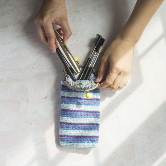 Funda de gafas azul rayas
