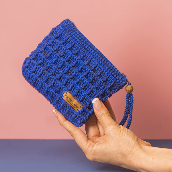 Monedero crochet  GOFRE Azul