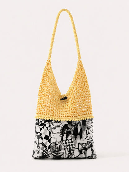 Bolso Tote de Crochet y Tejido Jacquard CUBISTA