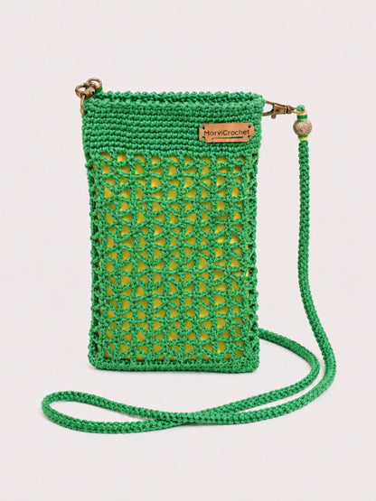 Funda de crochet para móvil TRÉBOL